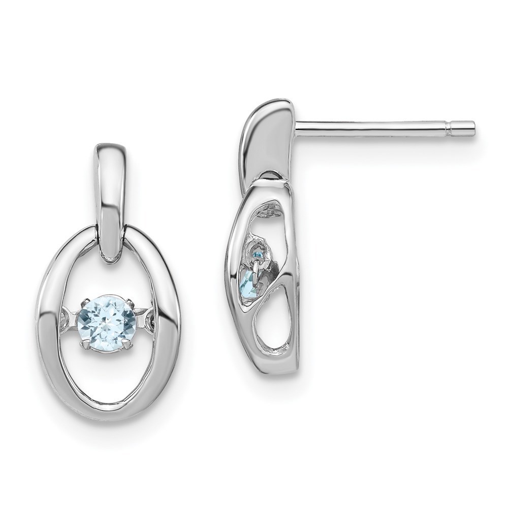 925 Sterling Silver Rhodium March Blue Aquamarine Birthstone Vibrant Earrings 227$